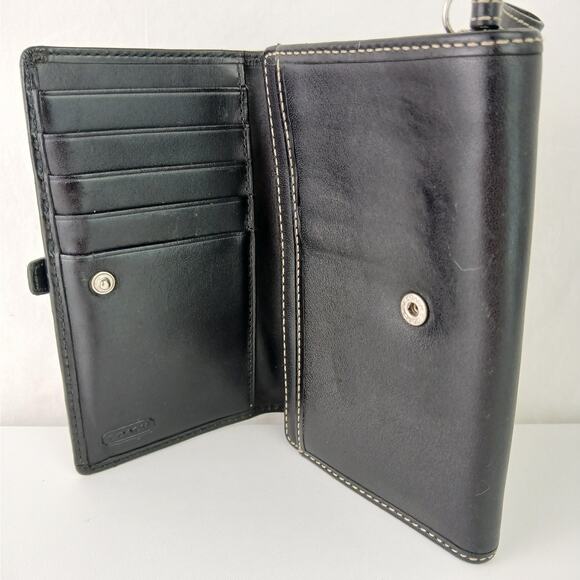 Coach Buttery Soft Black Bi-Fold Wallet Silver Hardware - Picture 6 of 11